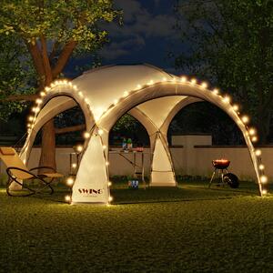 Padiglione per eventi a LED 3,6 x 3,6 m DomeShelter Padiglione da giardino con pannello solare incluso Padiglione di design Tenda da giardino Padiglione da campeggio Tenda per feste con illuminazione - antracite