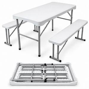 Set da birreria 3 pezzi pieghevole Lunghezza 107 cm Set da balcone Set da tendone Mobili da giardino in bianco