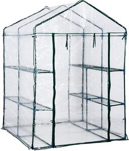 Outsunny Serra in foglio Serra per pomodori con ripiani, PVC+acciaio, 143x143x195cm