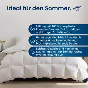 DormiGood | Piumino Premium | 155x220 cm | Piumino estivo | 100% piumino (250g) | Piumino | 155x220 | Piumino estivo | Estate | Leggero | Sottile | Nomite | Downpass