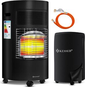Riscaldatore a gas KESSER® in Vetroceramica da 4200 Watt, con regolatore di pressione del gas e tubo flessibile - Stufa a gas con copertura protettiva, bruciatore a infrarossi in Vetroceramica, bombole di gas butano o propano