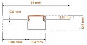 Profilo da incasso per strisce LED 1 m argento/bianco