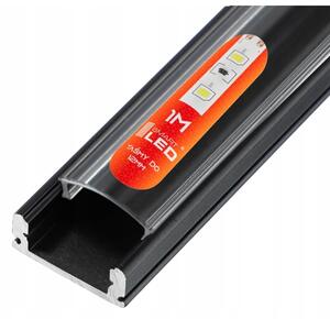 Profilo da incasso per strisce LED 1 m, nero/trasparente