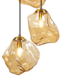 Lampadario a cavo CRISTAL 5xE14/15W/230V ottone/beige fumé