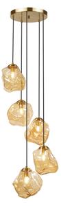 Lampadario a cavo CRISTAL 5xE14/15W/230V ottone/beige fumé