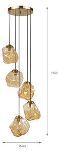 Lampadario a cavo CRISTAL 5xE14/15W/230V ottone/beige fumé