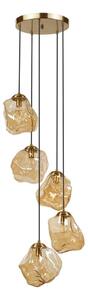 Lampadario a cavo CRISTAL 5xE14/15W/230V ottone/beige fumé