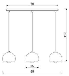 Lampadario a cavo SOOL 3xE27/15W/230V bordeaux