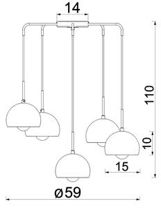 Lampadario a cavo SOOL 5xE27/15W/230V nero
