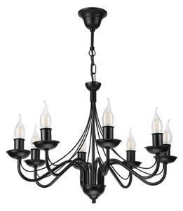 Lampadario a sospensione con catena ANTON 8xE14/60W/230V nero