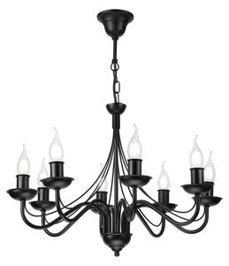 Lampadario a sospensione con catena ANTON 8xE14/60W/230V nero