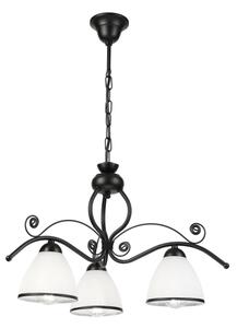 Lampadario a catena RETRO 3xE27/60W/230V nero/bianco