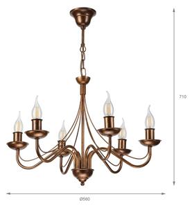 Lampadario a catena ANTON 6xE14/60W/230V bronzo