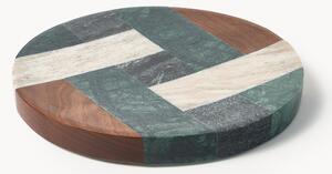 Vassoio decorativo grande in marmo e legno di noce Mauricio, Ø 25 cm