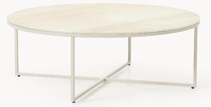 Tavolino rotondo XL da salotto con piano in vetro effetto marmo Antigua