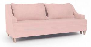 Divano rosa cipria velluto tre posti con letto estraibile Shabby Chic -Arrediorg