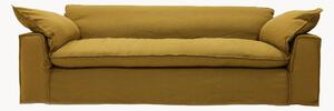 Divano 4 posti in lino color ocra bruciata Nomad, 305 cm
