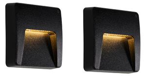 Set di 2 Applique da Esterno Quadrate Nere con LED IP65 - Gem