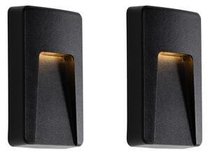 Set di 2 Applique da Esterno Rettangolari Nere con LED IP65 - Gem