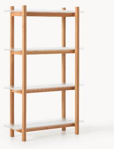Scaffale grande in legno di quercia con ripiani in vetro Alex