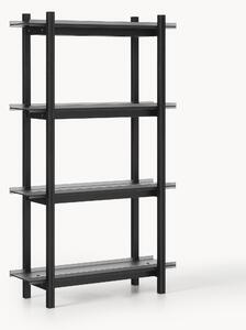 Scaffale grande in legno di quercia con ripiani in vetro Alex
