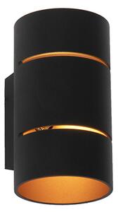 Smart wandlamp zwart met gouden binnenkant incl. LED - Ria