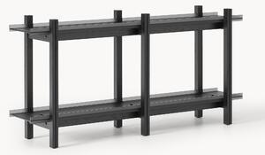 Scaffale in legno di quercia con ripiani in vetro Alex