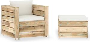Set Salotto da Giardino 2pz con Cuscini Legno Impregnato Verde