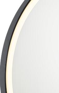 Specchio da bagno nero 70 cm incluso LED con dimmer tattile - Miral