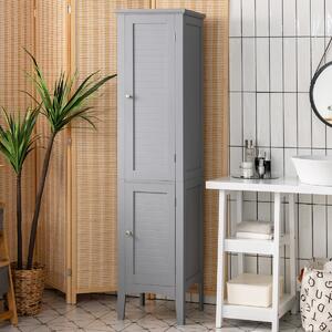 Costway Mobile bagno alto con 2 ante 5 vani, Colonna bagno da terra salvaspazio 37x37x160cm Grigio