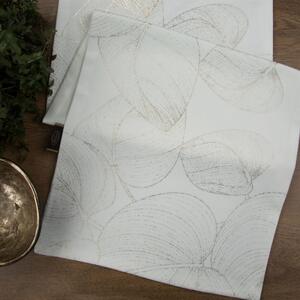 Tovaglia centrale in velluto con stampa di foglie bianche lucide Larghezza: 35 cm | Lunghezza: 180 cm