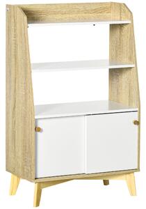 HOMCOM Mobile da Salotto Multifunzione, Scaffale Aperto a 2 Livelli, Armadietto 2 Ante, in Legno di Pino, 58x30x93cm | Aosom Italy