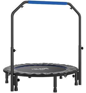 HOMCOM Mini Trampolino Fitness Ø114 cm Pieghevole con Manubrio Regolabile in Altezza, Blu e Nero | Aosom Italy