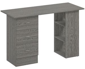 HOMCOM Scrivania Moderna con 3 Cassetti e 3 Ripiani per Camera e Ufficio, in Legno, 120x49x72 cm, Grigio | Aosom Italy