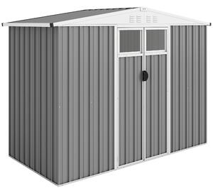 Outsunny Capanno da Giardino Porta Attrezzi in Acciaio Zincato con 2 Porte, 246x117x180 cm, Grigio Chiaro | Aosom Italy