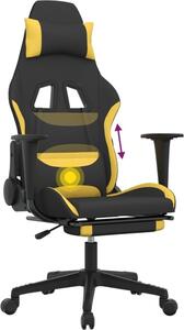 Sedia da gaming vidaXL con funzione massaggio e poggiapiedi, tessuto nero e giallo