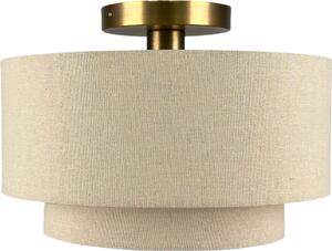 Lampada da soffitto Relaxdays, lino e metallo, A x P: 24 x 35 cm, E27, lampada da soffitto per soggiorno, camera da letto, beige/bronzo