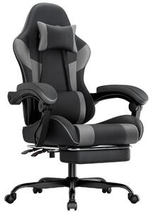 Sedia da gaming ergonomica, con supporto lombare, rivestita in ecopelle, confortevole, capacità di carico fino a 200 kg, altezza del sedile e schienale regolabili - Colore: nero e grigio
