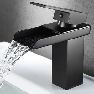 Rubinetto da bagno a cascata, rubinetteria per lavabo, miscelatore da bagno, rubinetto per lavabo, nero