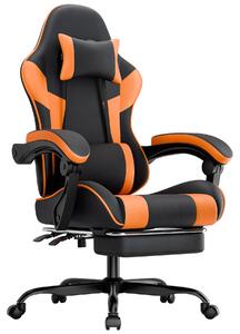 Sedia da gaming ergonomica, con supporto lombare, rivestita in ecopelle, confortevole, capacità di carico fino a 200 kg, altezza del sedile e schienale regolabili - Arancione