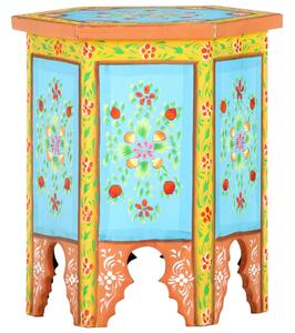 Tavolino Salotto Dipinto Multicolore 38x33x42cm Mango Massello