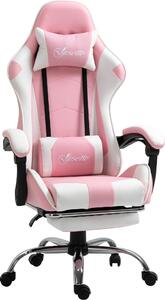 Sedia da gaming, sedia da computer, ergonomica, con poggiatesta, supporto lombare, regolabile in altezza, girevole a 360° - Rosa