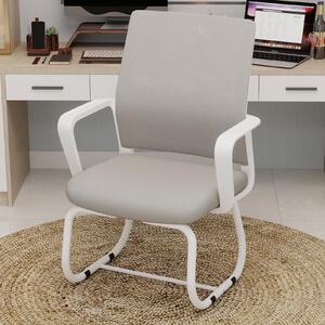 Sedia da ufficio minimalista, struttura in metallo, imbottitura morbida e confortevole, ideale per l'ufficio e la casa, disponibile in diversi colori: grigio e bianco
