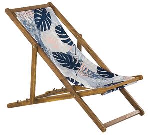 Set di 2 sedie a sdraio da giardino con struttura in legno acacia chiaro motivo foglie di palma in tessuto amaca sedile reclinabile pieghevole Tele di Sostituzione Beliani