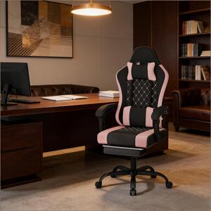 Sedia da gaming con imbottitura morbida, sedia da computer ergonomica, sedia da ufficio girevole (solo sedia da ufficio) - nero, rosa