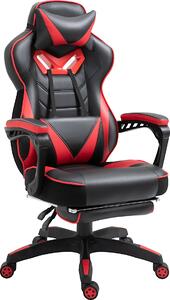 Sedia da ufficio gaming con funzione massaggio, in ecopelle, regolabile in altezza, colore nero, ideale per l'ufficio domestico