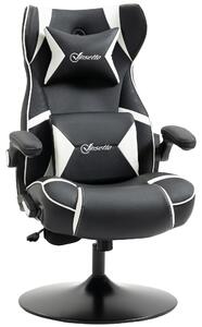 Sedia da gaming con funzione reclinabile, regolabile in altezza, dotata di altoparlanti, supporto lombare e poggiatesta - colore bianco