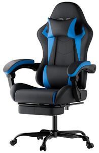 Sedia da gaming ergonomica, con supporto lombare e poggiatesta, regolabile in altezza, per adulti, ragazze e ragazzi - colore nero e blu