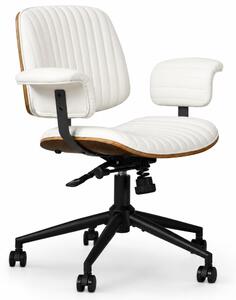 Sedia da ufficio di metà secolo in ecopelle, con braccioli imbottiti, regolabile in altezza, inclinabile, girevole a 360°, con una capacità di carico fino a 136 kg, color beige