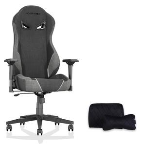 Sedia da gaming KARNOX, rivestita in tessuto, con schienale alto, supporto lombare e poggiatesta, regolabile fino a 155° - Grigio scuro